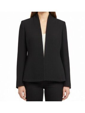 Eileen Fisher Womens Black Silk Open-Front Jacket Minimalist Design Sz XS
